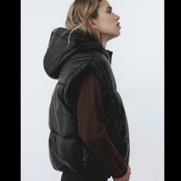 Zara Cropped Puffer Vest Bomber Jacket - Picture 4 of 10
